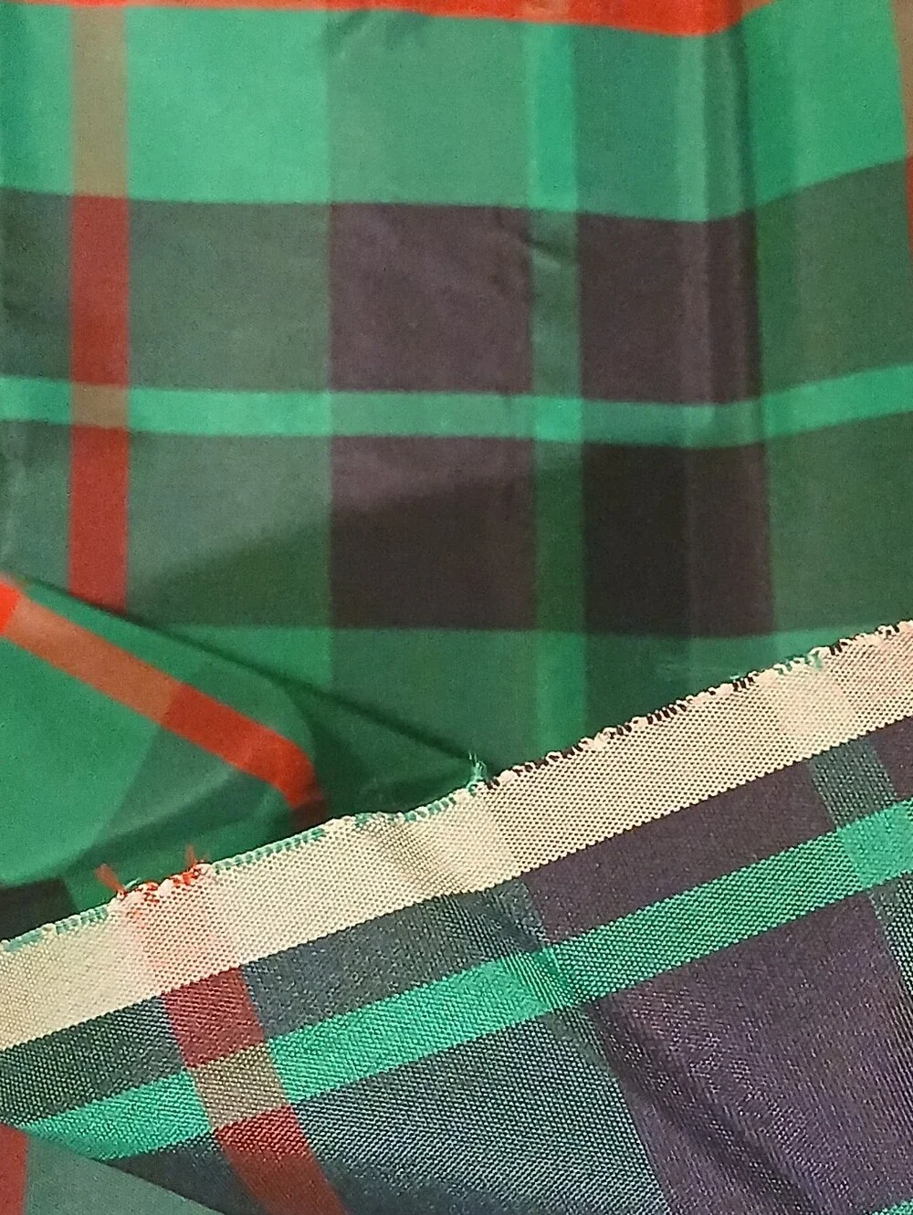 TARTAN GREEN FABRIC 5 3/4 YARDS X 49 INCHES